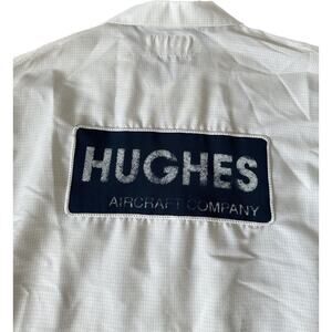 Vintage Hughes Aircraft Company Visitor Mechanic Work Large Long Uniform Shirt